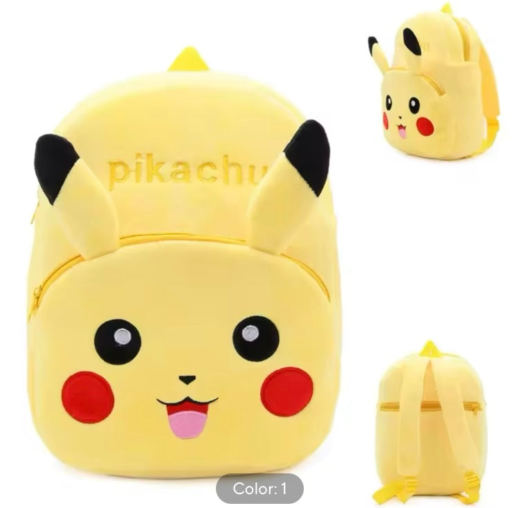 Pokémon Pikachu Super Mario Bros Plush 10in Kids Backpack book bag school bag Stuffed toy Anime Figure Stuffed 

Three different styles : 
1) Red ( Mario )         2) Green ( Luigi )    
3) Yellow ( Pokémon Pikachu ) 

Let us know about your choice and it