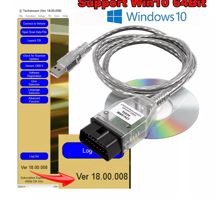 MINI VCI J2534 OBD2 For TOYOTA TIS Techstream Software V18.00.008 diagnostic coding programming tool 

Update method:By CD or link to download

1. Software Version : V18.00.008,the lastest software ,supports cars until Feb 2023.
2. Supports Toyota TIS OEM