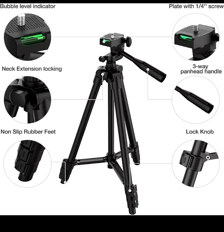 Phone Camera professional Tripod Stand with wireless Bluetooth Remote Phone Holder Lightweight Universal Photography For Apple iPhone Samsung Xiaomi Huawei DSLR GoPro


Comes in two different colors : 1) Black 2) Silver

Let us know about your choice of c