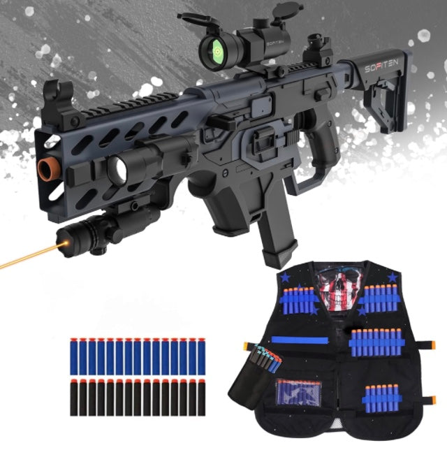 Automatic Toy Gun Electrical Motorized Dart Blaster For Nrf Foam Bullets Elite 

DO NOT DELIVER TO: CA, IL, CT, NJ, NY

Colors : Grey 

FULLY AUTOMATIC, BATTERY-POWERED : 

Our toy gun comes with rechargeable batteries and a USB charging cable that is rec