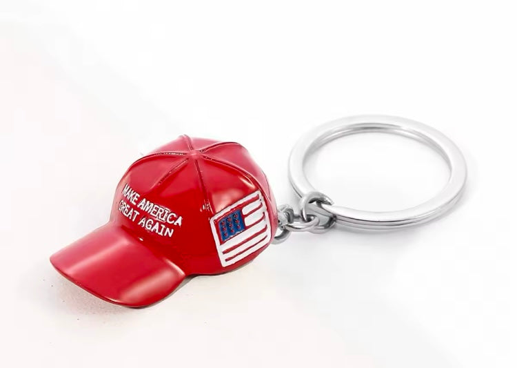 DONALD TRUMP MAKE AMERICA GREAT AGAIN ELECTION CAMPAIGN RED HAT FLAG KEYCHAIN PENDANT 

WIDELY APPLICABLE - Swivel clasp hook with key ring can be used to make lanyards, key chains, jewellery making, backpack decorations, handmade dog collars, zip heads,