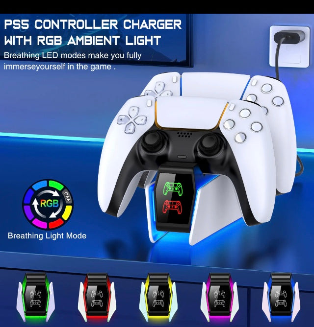 PlayStation 5 PS5 Disc Slim Digital console Controller DualSense Fast Charging Station

it is compatible with DualSense Edge controllers. The ps5 controller charger station two sides with LED ambient light, creating a relaxing and romantic environment, le