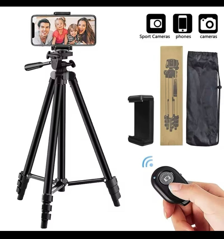 Phone Camera professional Tripod Stand with wireless Bluetooth Remote Phone Holder Lightweight Universal Photography For Apple iPhone Samsung Xiaomi Huawei DSLR GoPro


Comes in two different colors : 1) Black 2) Silver

Let us know about your choice of c