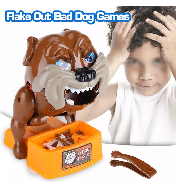 Bulldog Bad Dog Bone Bitting Chew Action Game Flake Out Cards Funny Tricky Toy Kids Game 

Description:
This toy is super funny and amazing for collective entertainment game, the ferocious-looking  simulation design with real dog barking make you feel exc