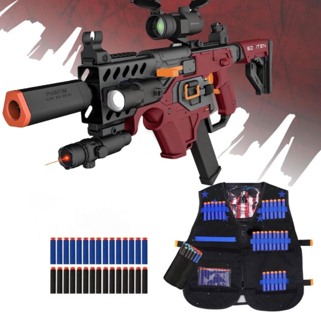 Automatic Toy Gun Electrical Motorized Dart Blaster For Nrf Foam Bullets Elite 

DO NOT DELIVER TO: CA, IL, CT, NJ, NY

Colors : Red , grey 

FULLY AUTOMATIC, BATTERY-POWERED : 

Our toy gun comes with rechargeable batteries and a USB charging cable that