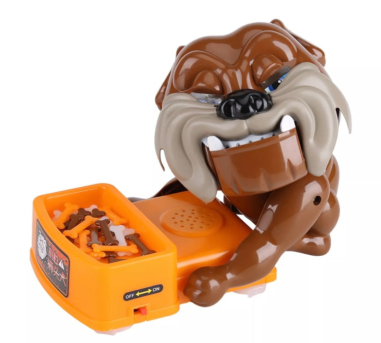 Bulldog Bad Dog Bone Bitting Chew Action Game Flake Out Cards Funny Tricky Toy Kids Game 

Description:
This toy is super funny and amazing for collective entertainment game, the ferocious-looking  simulation design with real dog barking make you feel exc