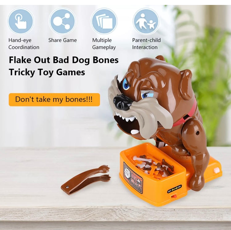 Bulldog Bad Dog Bone Bitting Chew Action Game Flake Out Cards Funny Tricky Toy Kids Game 

Description:
This toy is super funny and amazing for collective entertainment game, the ferocious-looking  simulation design with real dog barking make you feel exc