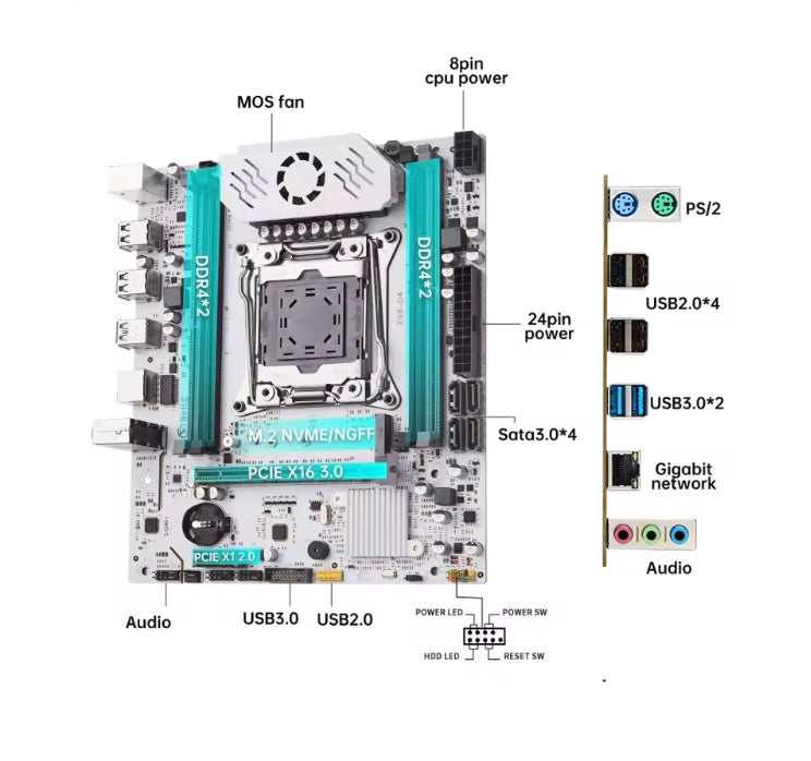 X99 motherboard D4 LGA 2011 3 with M.2 slot Support X99 C612chip DDR4 Memory SATA3.0 USB3.0 PCI16X


Chipset: Intel X99


Onboard LAN: 1x RJ45


Maximum Ram Capacity: 128 GB


Processor compatibility: Intel Xeon


Processor compatibility: Intel 0thers


P