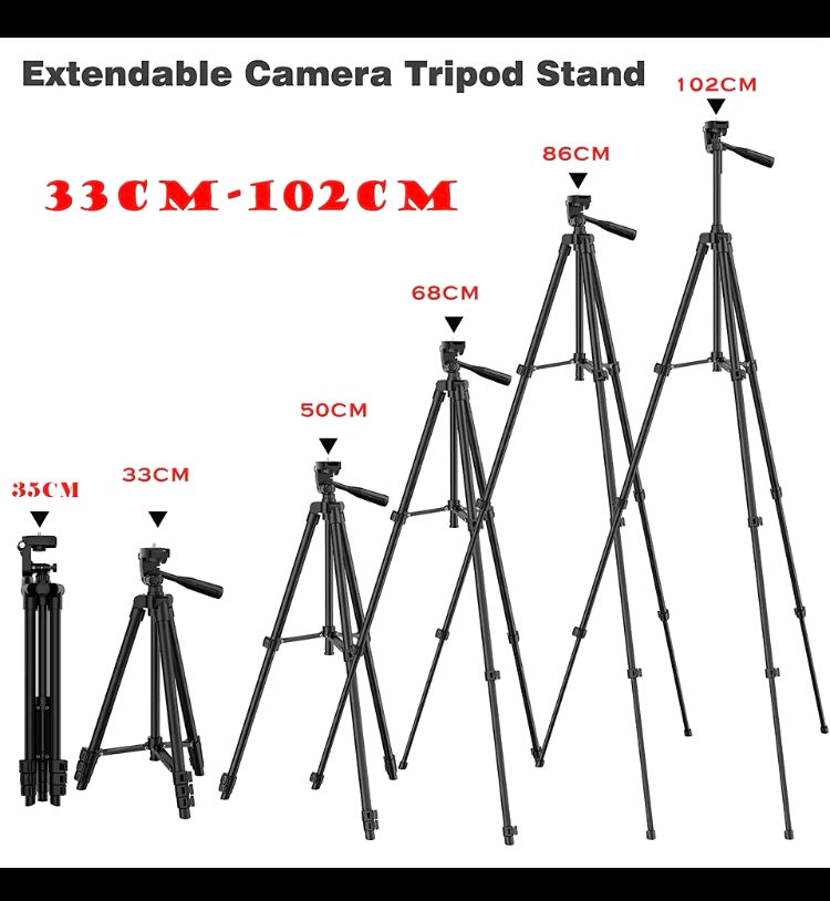 Phone Camera professional Tripod Stand with wireless Bluetooth Remote Phone Holder Lightweight Universal Photography For Apple iPhone Samsung Xiaomi Huawei DSLR GoPro


Comes in two different colors : 1) Black 2) Silver

Let us know about your choice of c