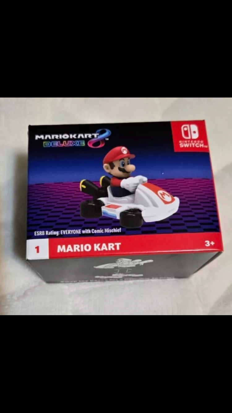 2024 McDonald's Nintendo Mario Kart 10 Deluxe Happy Meal Toys action figure for Kids 

1) Mario Kart   2) Peach Kart   3) Luigi Kart   4) Toadette Kart  5) Donkey Kong Kart  6) Gold Mario Kart   7) Toad Kart   8) Yoshi Kart   9) Bowser Kart   10) pink gol