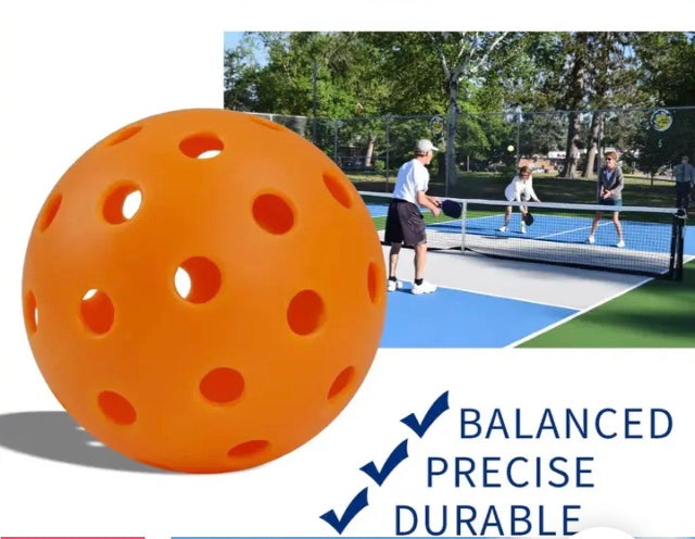 6 Pack Outdoor Pickleball Balls Set. Standard 40 Holes Ball Multicolor USAPA Standard 

made from high-quality plastic. exceptional seam welding offers greater durability and resists splitting 40 small precisely holes to minimize wind interference and cre