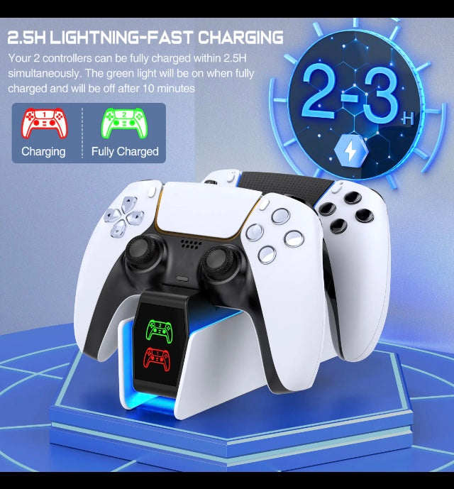 PlayStation 5 PS5 Disc Slim Digital console Controller DualSense Fast Charging Station

it is compatible with DualSense Edge controllers. The ps5 controller charger station two sides with LED ambient light, creating a relaxing and romantic environment, le