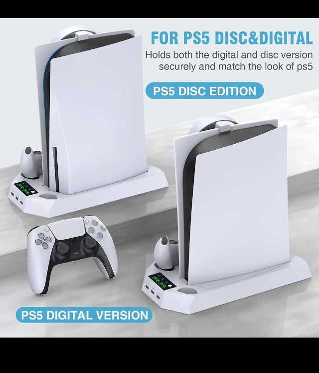 Playstation 5 PS5 Disc Digital Slim Console DualSense Controller Charging Cooling fan module 

The PS5 cooling fan has 3 adjustable levels: Strong/Medium/Normal. With enlarged 2.36in turbofan, It pulls out hot air from the bottom of console and efficientl