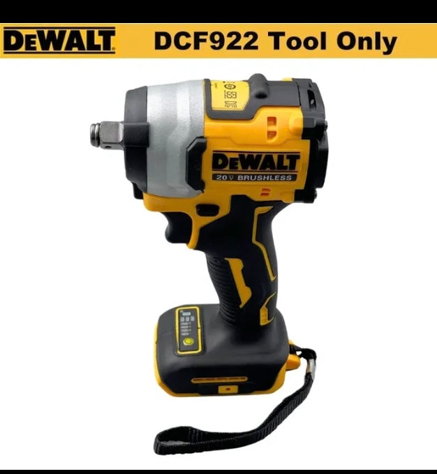 Dewalt DCF922B 20V MAX 1/2” cordless  compact Impact Wrench Rechargeable High Torque 205Nm(Reverse) RPM 2500 Bare Tool ( No battery ) 

STRONG PERFORMANCE: Up to 300 ft-lbs of max fastening torque and 450 ft-lbs of max breakaway torque

ENHANCED USER CONT