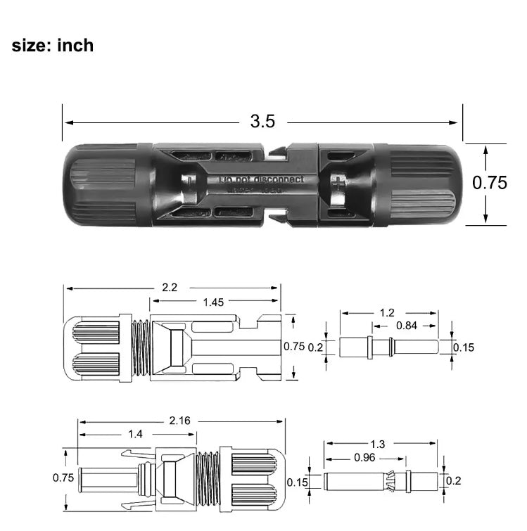 50 Pairs Male Female Solar Cable Connectors Water Proof 30A For DIY Solar Panel 

Includes total 100 connectors ( 50 female and 50 male connectors ) 

Premium Build Quality: Our solar connector kit features pairs of male and female connectors, crafted fro