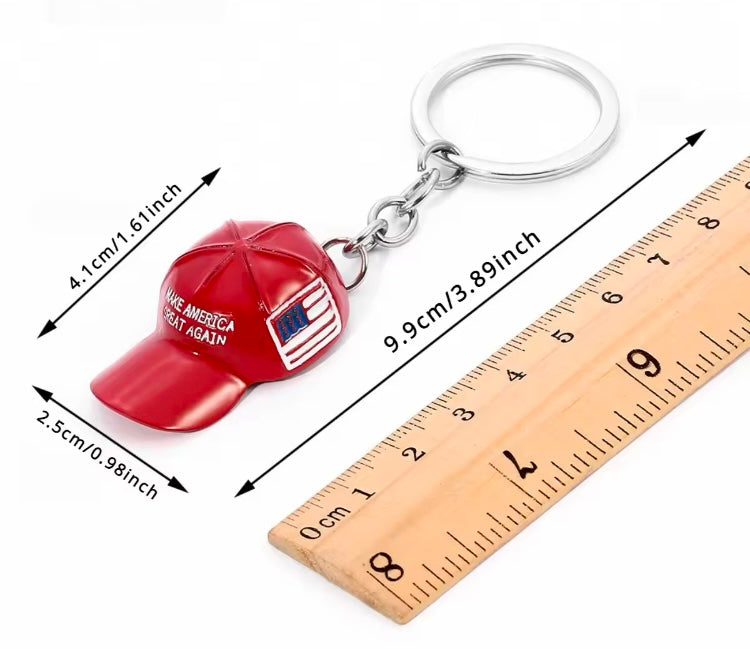 DONALD TRUMP MAKE AMERICA GREAT AGAIN ELECTION CAMPAIGN RED HAT FLAG KEYCHAIN PENDANT 

WIDELY APPLICABLE - Swivel clasp hook with key ring can be used to make lanyards, key chains, jewellery making, backpack decorations, handmade dog collars, zip heads,