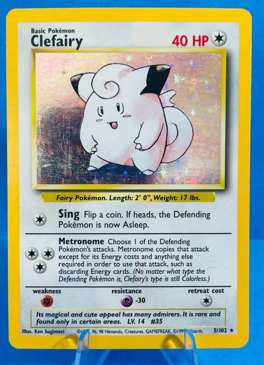 Clefairy - 5/102 Holo Rare Pokemon Base Card 1999- 100% Authentic

Dating Back to 1999, Pokemon Base Set was the first set of Pokemon cards ever printed. 

That set contains absolute classics including Charizard, Blastoise, Venusaur, Pikachu, Mewtwo & man