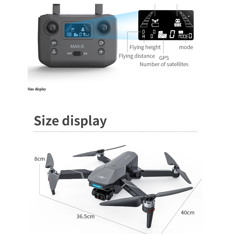 MAX-S Professional 4K Camera Drone 5KM WIFI 500m Height EIS 3-axis Gimbal FPV Qu